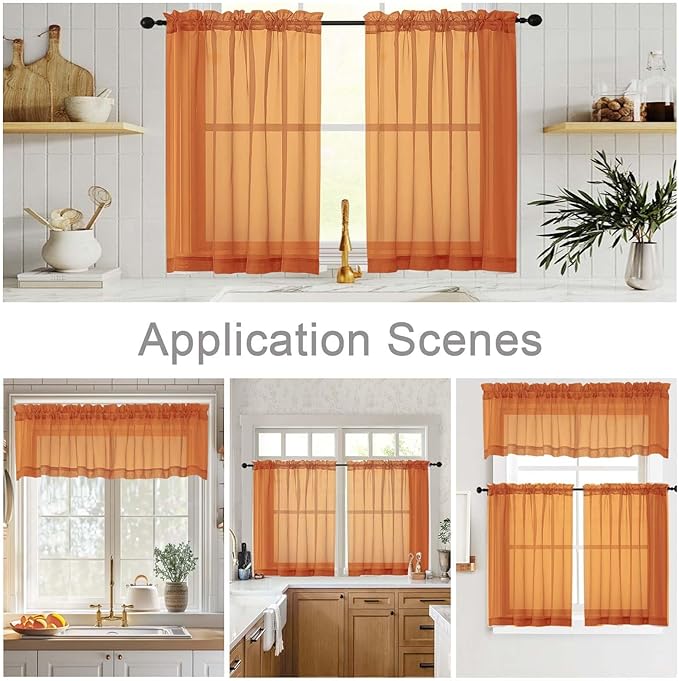 Cafe Curtains 36 Inch Length Tier 2 Pieces, Modern Soft Airy Sheer Kitchen - Image 6