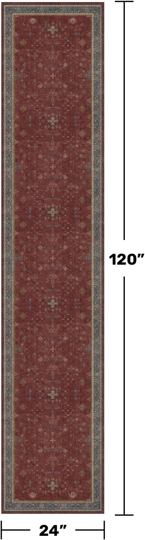 Non Slip 10ft Long Hallway Runner Rug Burgundy - Image 2