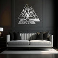 Veplsur Tree of Life Metal Wall Art, Norse Viking Decor, Pagan Wall Decor, Scandinavian Home Decor, Godly Home Decor (Silver, 19"x19")