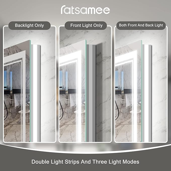 110x40 Inch Led Mirror for Bathroom with Front Light and Backlit, Dimmable Anti Fog Wall Bathroom Mirror with Led Lights, Water Proof, Decor Vanity Mirror
