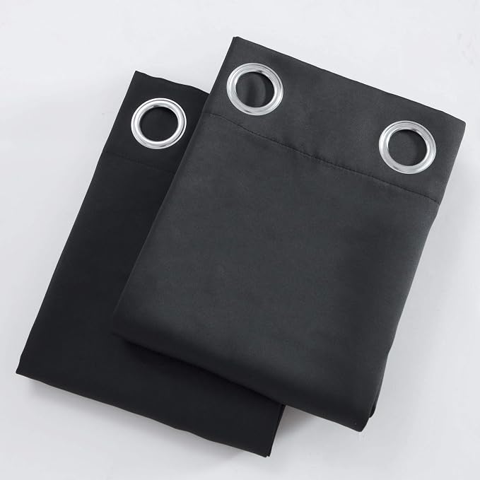 Blackout Curtains 52 x 84 inches Long Black Curtains Set of 2 Panels Thermal - Image 9