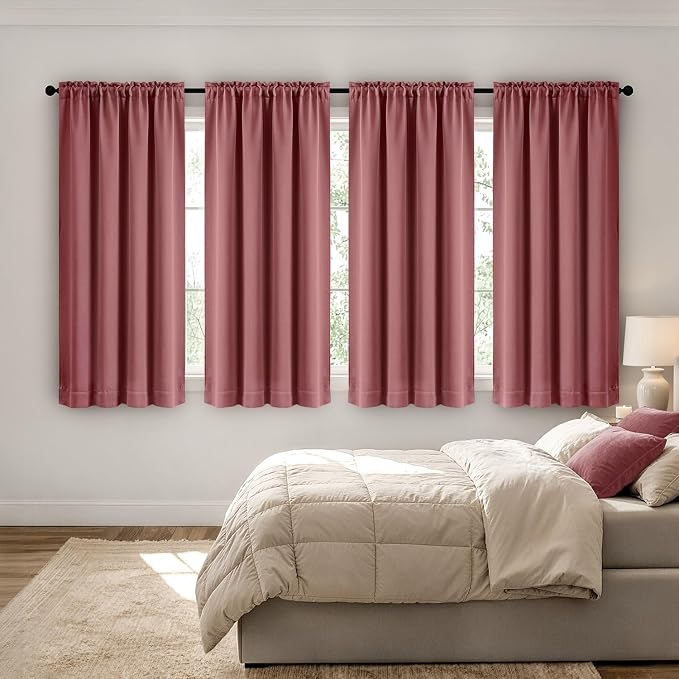 MIULEE Dusty Rose Blackout Curtains 4 Panels Set 72 Inch Length Bedroom | - Image 2
