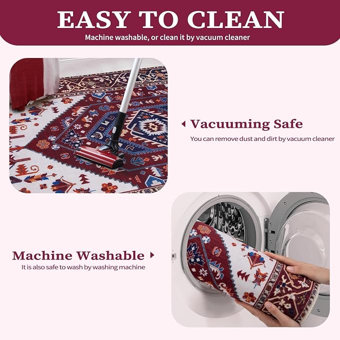 SERISSA 5x7 Washable Non Slip Boho Area Rug - Image 4