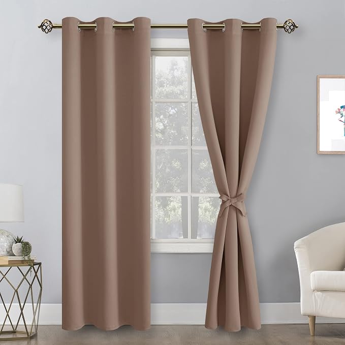 Blackout Curtains for Bedroom 42 x 84 Inch Long Cappuccino 2 Panels | Thermal - Image 8