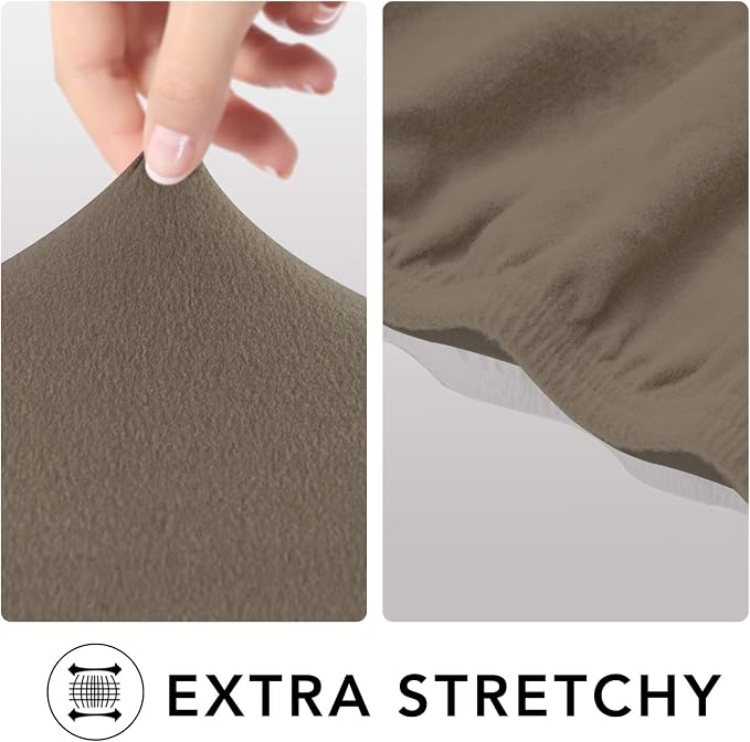 PureFit Stretch Oversized Couch Covers Fleece Sofa Slipcovers Natural | 1-Piece - Image 4
