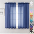 Royal Blue Sheer Curtains 63 Inch Length 2 Panels Set, Voile Solid Window by Lecloud