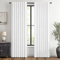 MIULEE 100% Blackout Linen Curtains 42 x 90 Inch Bright White 2 Panels | by MIULEE