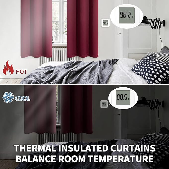 BGment Blackout Curtains - Grommet Thermal Insulated Room Darkening Bedroom and Living Room Curtains, Set of 2 Panels (52 x 120 Inch, Burgundy)