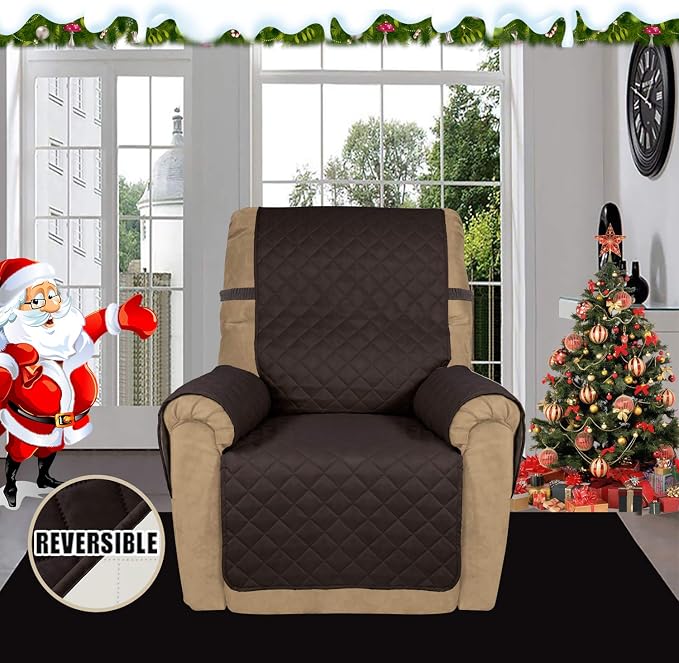 Easy-Going Reversible Couch Cover, Recliner 19 in, Chocolate/Ivory | Machine - Image 2
