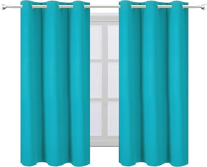 Teal Blackout Curtains 34 x 54 Inch Length/Set of 2 Curtain Panels/Thermal - Image 2