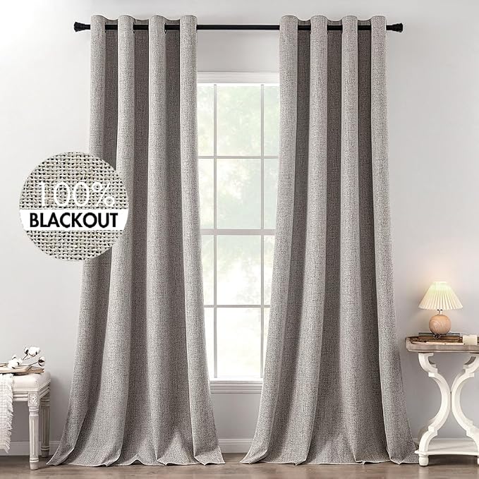 MIULEE 100% Blackout Linen Curtains by MIULEE