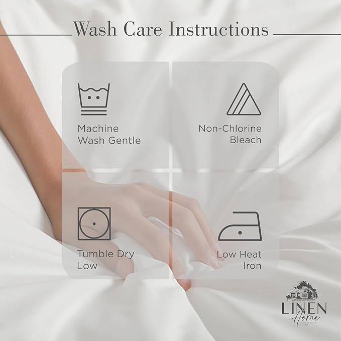 Linen Home 100% Cotton Percale Sheets Full Size, Silver, Deep Pocket, 4 Pieces Set - 1 Flat, 1 Deep Pocket Fitted Sheet and 2 Pillowcases, Crisp Cool and Strong Bed Linen