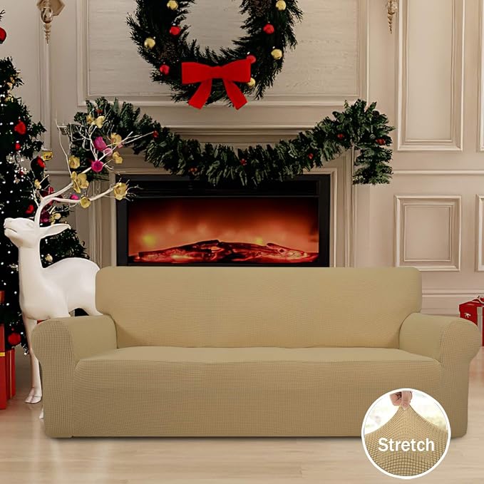 Easy-Going Stretch Oversized Sofa Couch Slipcover Washable Golden | 1-Piece - Image 2