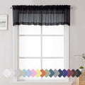 Black Sheer Valance for Windows 14 Inch Length 2 Pieces, Light Reducing Voile by Lecloud