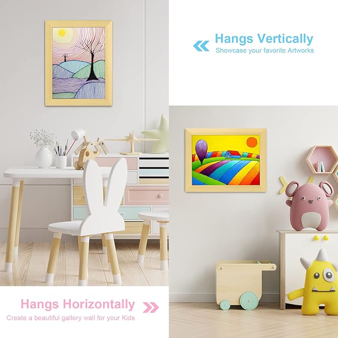 [3Pack] Kids Art Frames, 9x12 Front Opening Kids Artwork Frames Changeable, Gold Artwork Display Storage Frame for Wall, Holds 50 Pcs, for 3D Picture, Crafts, Children Drawing, Hanging Art, Portfolio