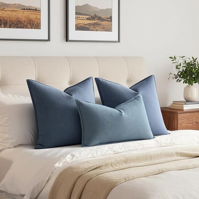 MIULEE Decorative Linen Lumbar Pillow Cover 12x20 Inch Blue Grey | Boho - Image 4