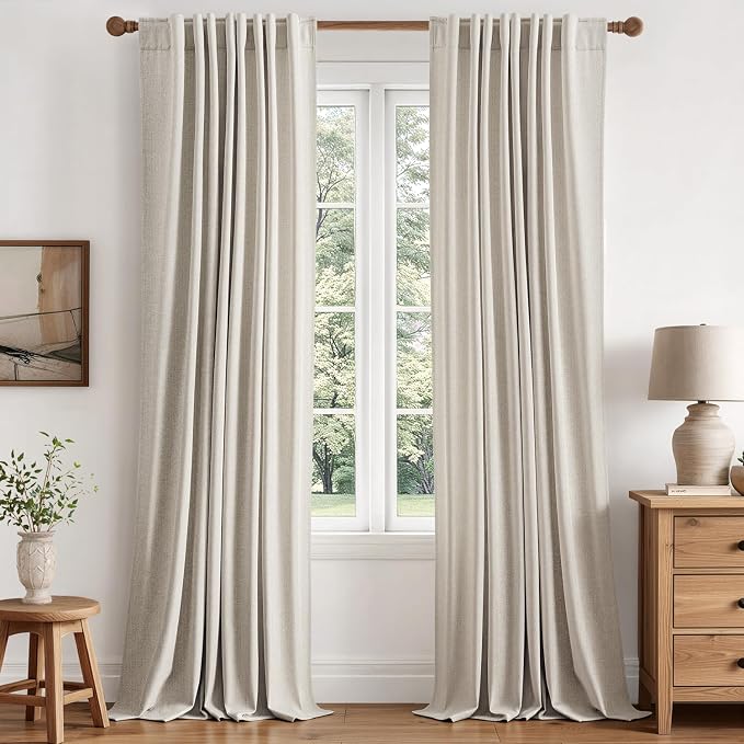 MIULEE 100% Blackout Linen Curtains by MIULEE