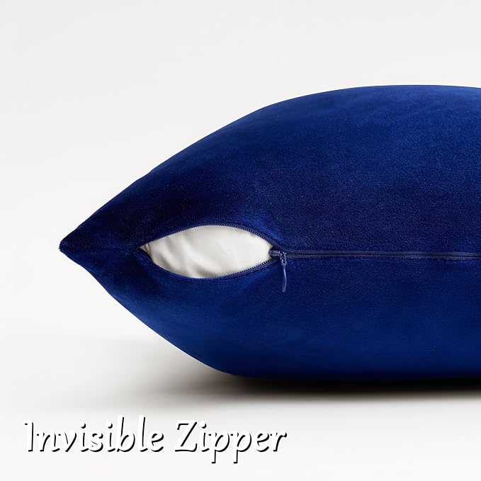 GIGIZAZA Royal Blue Velvet Throw Pillow Covers 18x18 Pack of 2 | Decorative - Image 4