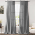 Extra Long Dark Grey Linen Curtains 120 Inches by Nanspring