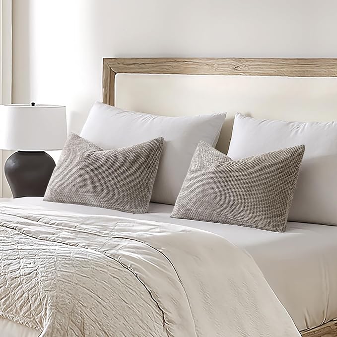 MIULEE Decorative Lumbar Throw Pillow Covers 12x20 Inch Light Gray 2 Pack | - Image 3