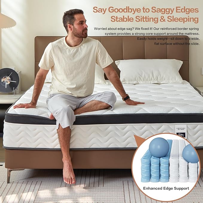 Mattress Twin Size,12 Inch Twin Mattress in a Box,Gel Memory Foam and Pocket Spring Hybrid Mattress,Ideal for All Sleep Positions,CertiPUR-US Certified,Deep Sleep-Medium Firm
