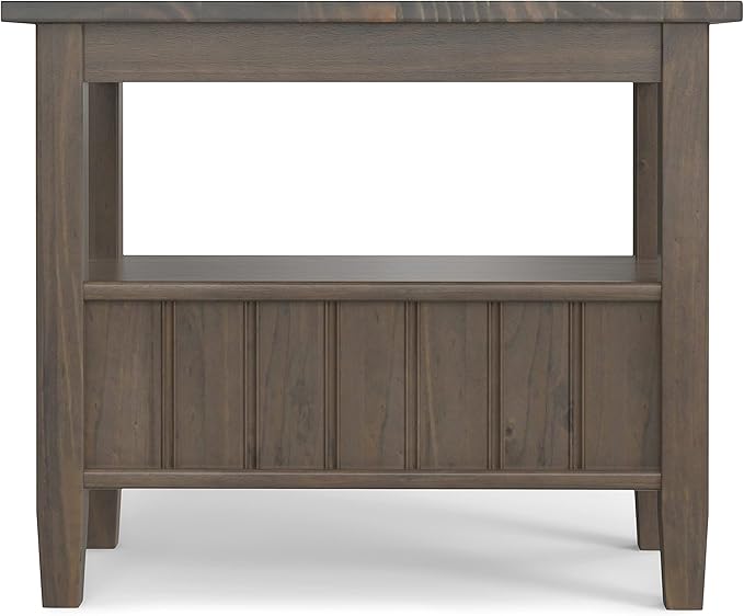 SIMPLIHOME Lev SOLID WOOD 14 Inch Wide Rectangle Transitional Narrow End Table in Smoky Brown, For the Living Room and Bedroom