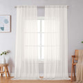 Simplebrand Ivory Sheer Curtains 108 Inches Long, Extra Long Rod Pocket Solid by Simplebrand
