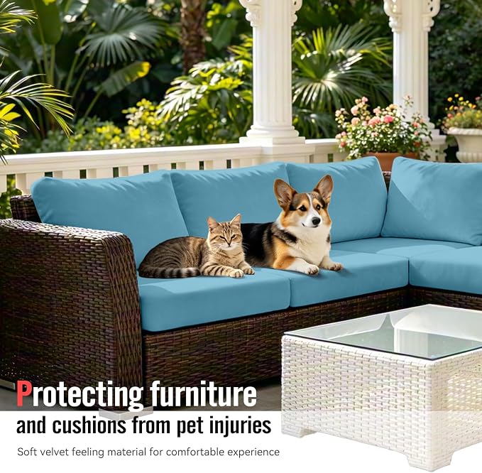 8Pcs Outdoor Cushion Covers, Stretch Patio Furniture Couch Chair Slipcovers | - Image 6