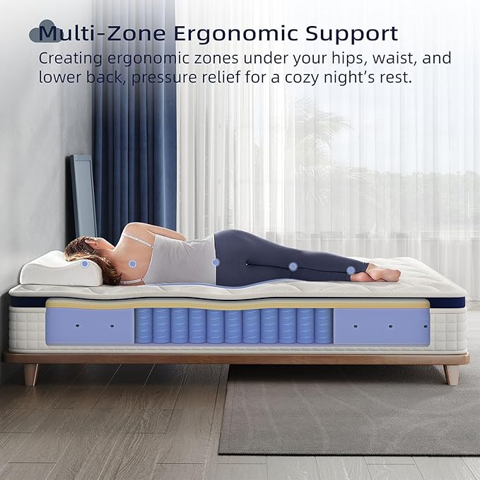 Twin Mattress 12 Inch - Hybrid Mattress Bed in a Box, Medium Firm Support, Pressure & Pain Relief for All Sleepers, CertiPUR-US Certified, Fiberglass-free, Reinforced Edge Support, Motion Isolation