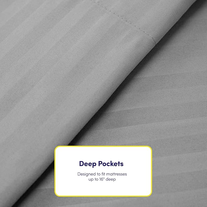 King Size Bed Sheets - 6 Piece 1500 Supreme Collection Fine Brushed Microfiber Deep Pocket King Sheet Set Bedding - 2 Extra Pillow Cases, Great Value, King, Dobby Silver