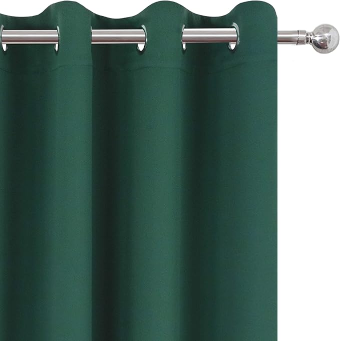 Dark Green Bedroom Blackout Curtains/52 x 63 Inch Long/Set of 2 Curtain - Image 7