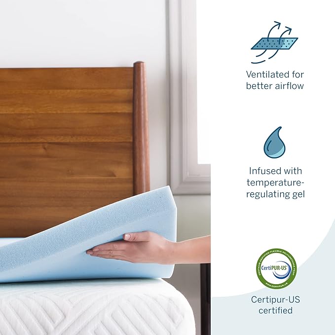 LUCID 3-inch Ventilated Gel Memory Foam Mattress Topper - California King