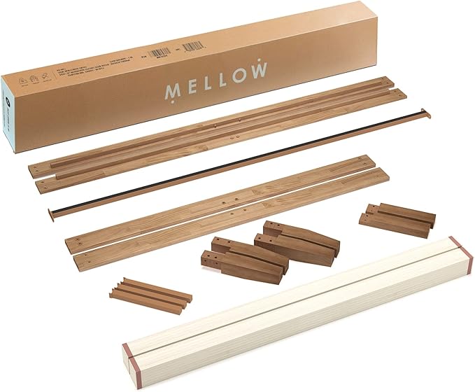 Mellow Naturalista Classic 16 Inch Solid Wood Platform Bed with Wooden Slats, Natural Pine, Twin