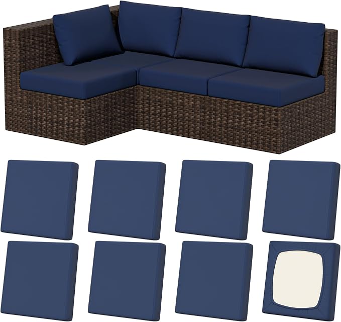 8Pcs Outdoor Cushion Covers, Stretch Patio Furniture Couch Chair Slipcovers | by VORSHAPE