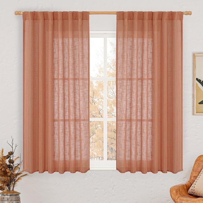 Light Filtering Linen Curtains 54 inches Long by LAMIT