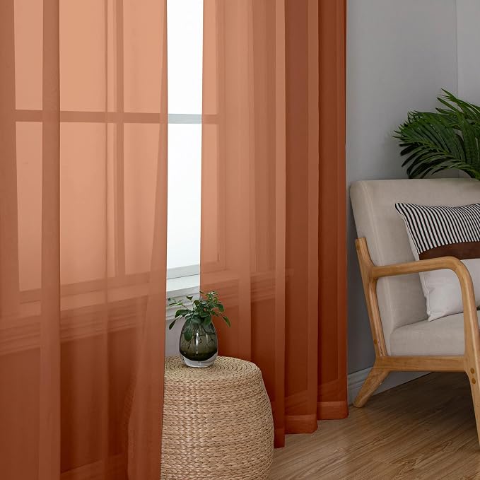 Chyhomenyc Sheer Curtains 63 Inch Length 2 Panels, Soft Airy, Rod Pocket - Image 6