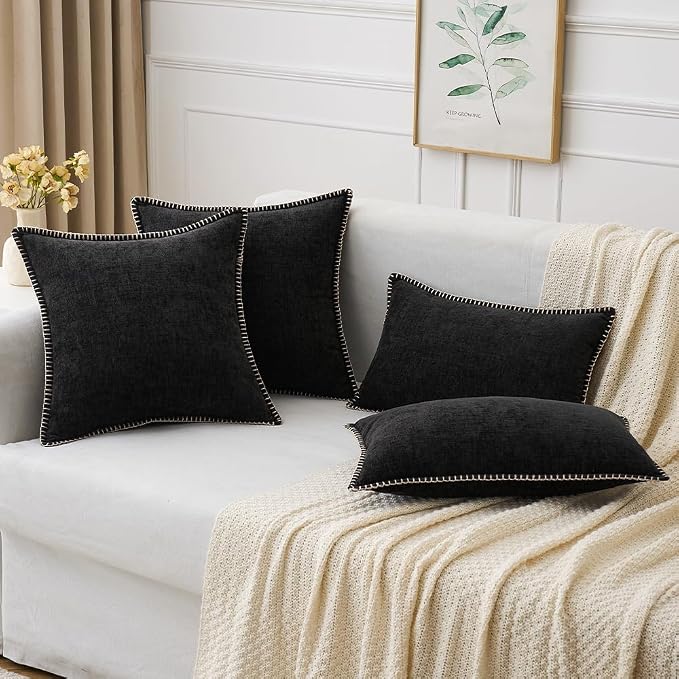 MIULEE Decorative Lumbar Throw Pillow Covers 12x20 Inch Black 2 Pack | - Image 5