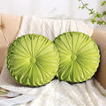 HIG Set of 2 Apple Green Velvet Decorative Round Pleated Throw Pillows | by HIG