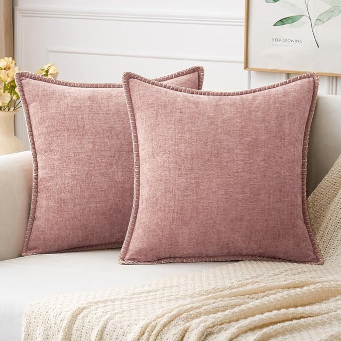 MIULEE Decorative Couch Throw Pillow Covers 16x16 Inch Blush Pink 2 Pack | by MIULEE