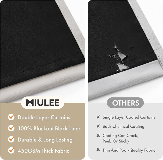 MIULEE Stone 100% Blackout Curtains - Image 4