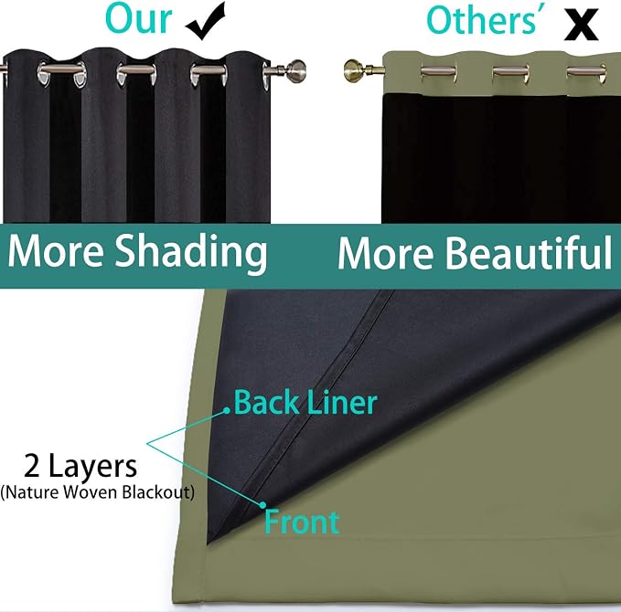 Yakamok Sage 100% Blackout Patio Door Curtain Panels W100 x L96, 1 Panel | - Image 5