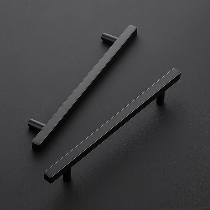 Ravinte Cabinet Handles 25 Pack - 6-3/10 Inch Matte Black Square Pulls, 8-4/5 Inch Overall Length for Kitchen Hardware and Drawers