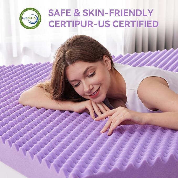 SINWEEK 2 Inch Egg Crate Cooling Gel Memory Foam Mattress Topper Full Size, Soft Mattress Pad for Back Pain Relief, Bed Topper, CertiPUR-US Certified