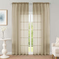 Taupe Sheer Curtain 90 Inches Long 2 Panels Set, Solid Filmy Drapes by OWENIE