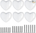 Ceramic Drawer Knobs Heart Shape Cabinet Dresser Pulls Handles with 3 Sized Screws, Kitchen Furniture Knobs for Closet Cupboard Wardrobe (6 Pack, White)