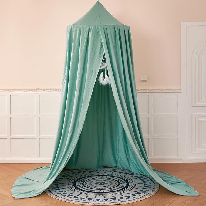 dix-rainbow Princess Decor Canopy for Kids Bed, Soft and Durable Bed Canopy for Girls Room Tent Canopy Dreamy Mosquito Net Bedding, Children Reading Nook Canopies Indoor(Green)