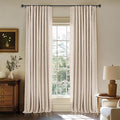 100% Blackout Curtains for Bedroom Oatmeal Linen Look Curtains 84 Inch Long | by INOVADAY