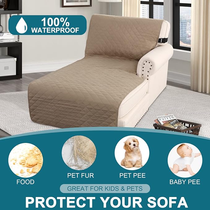 Turquoize 100% Waterproof Sofa Covers Chaise Lounge L Shape Sofa Protector Slip - Image 2