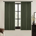 MIULEE Olive Green Pinch Pleated 100% Blackout Linen Curtains 40x63 Inches | by MIULEE