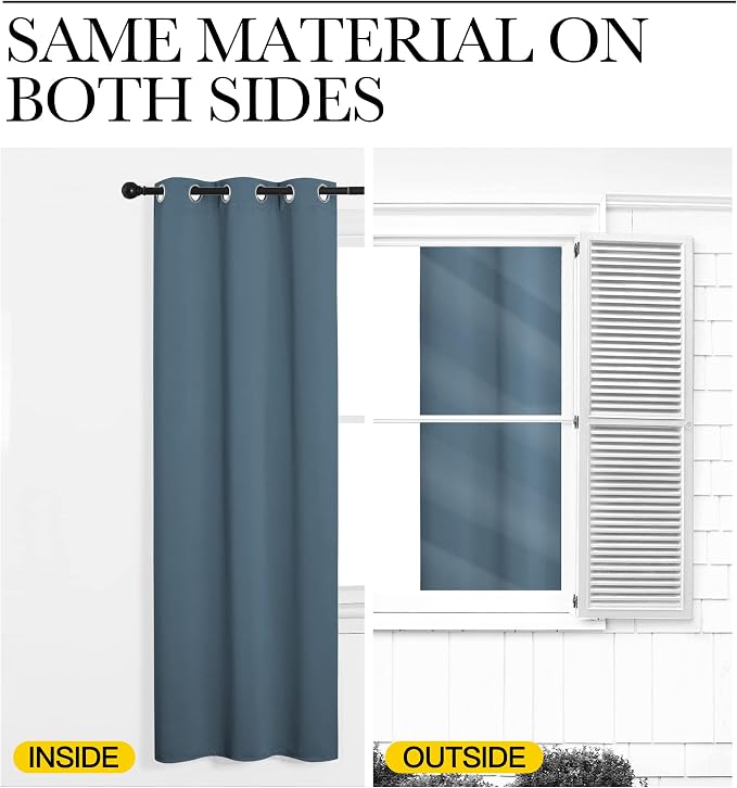 NICETOWN Smoky Blue Blackout Curtains 90 inches Length - Image 5